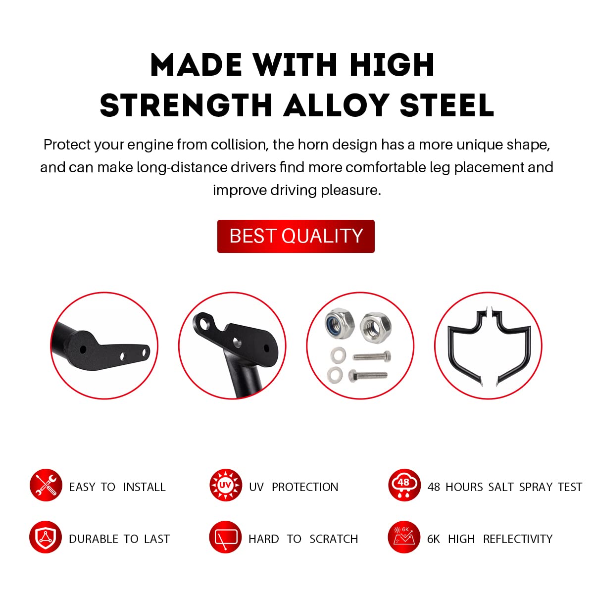 Gamyipp 1.5" Fat Crash Bar Engine Guard Highway Bar for Yamaha Vstar 1100 Classic Custom Silverado (Matte Black)