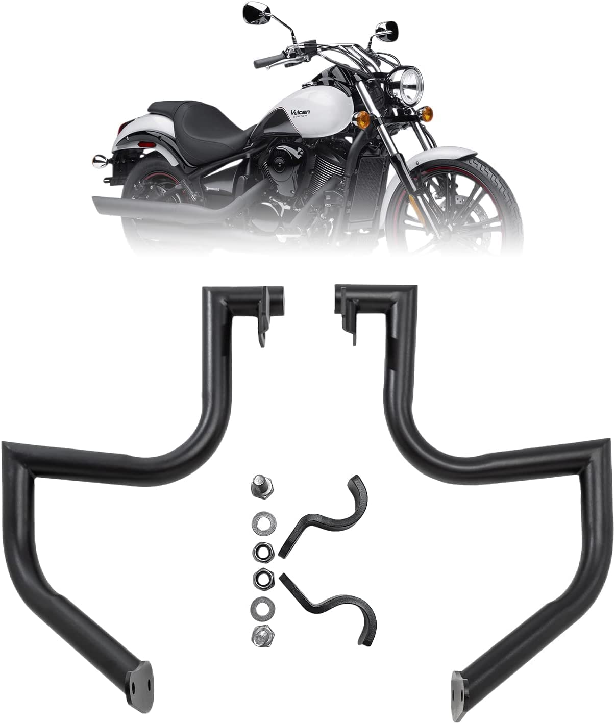 Kinglemc Engine Guard Highway Crash Bar for Kawasaki Vulcan 900 VN900 Classic Custom 2006-2019 (Ordinary Style, Chrome)