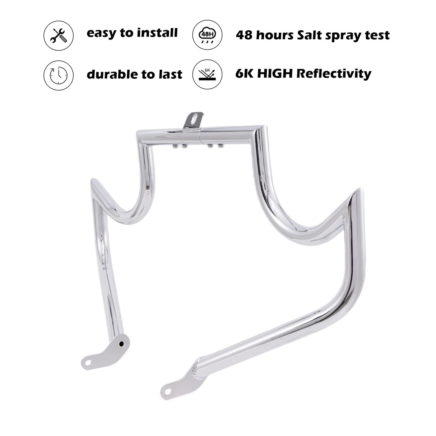 Kinglemc Crash Bar Engine Guard Highway Freeway Bar for Harley Davidson Softail FL Deluxe Fat Boy Slim Heritage Springer Classic Cross Bones 2000-2017(Mustache Silver)