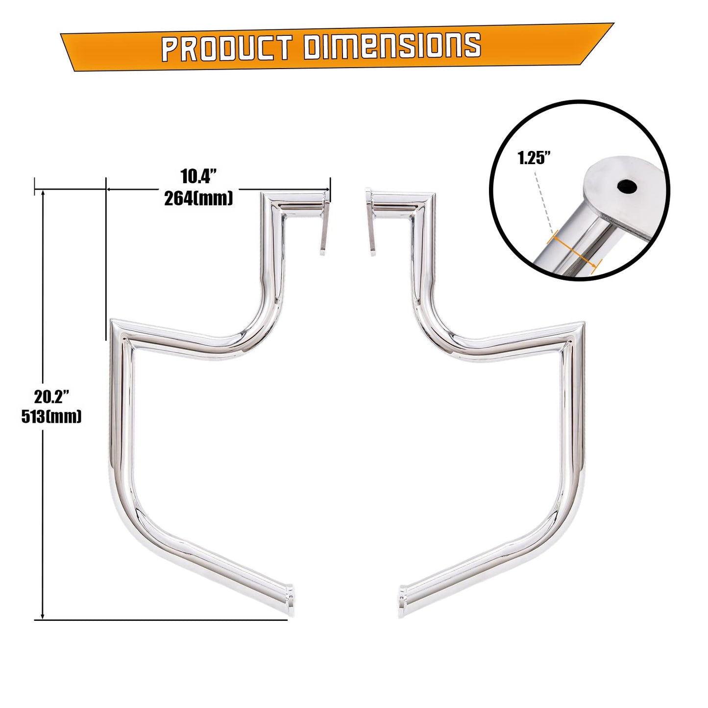 Kinglemc Crash Bar Engine Guard Highway Freeway Bar for VTX 1800 VTX1800N VTX1800R VTX1800S VTX1800 Honda (Silver)