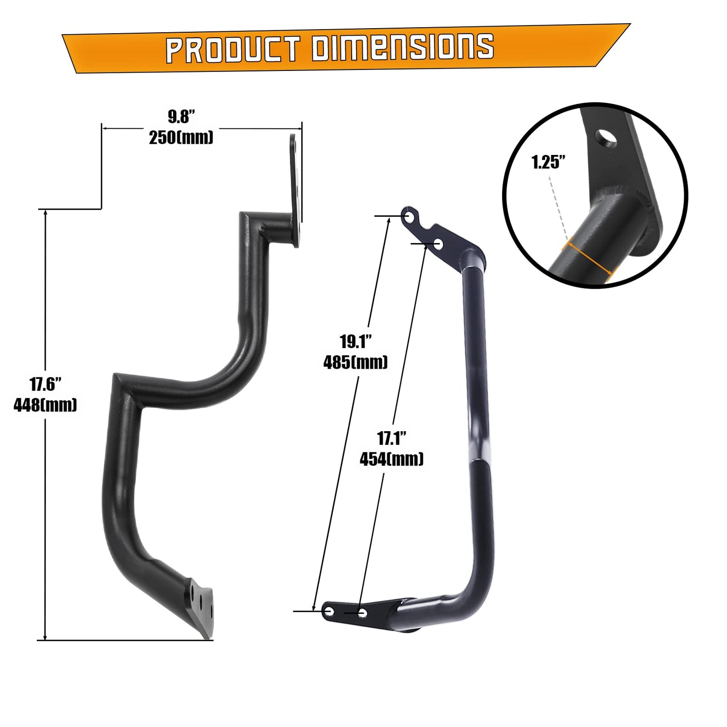 Kinglemc Engine Guard Highway Freeway Crash Bar for Yamaha Vstar Xvs 1100 Classic Custom Silverado (Black)