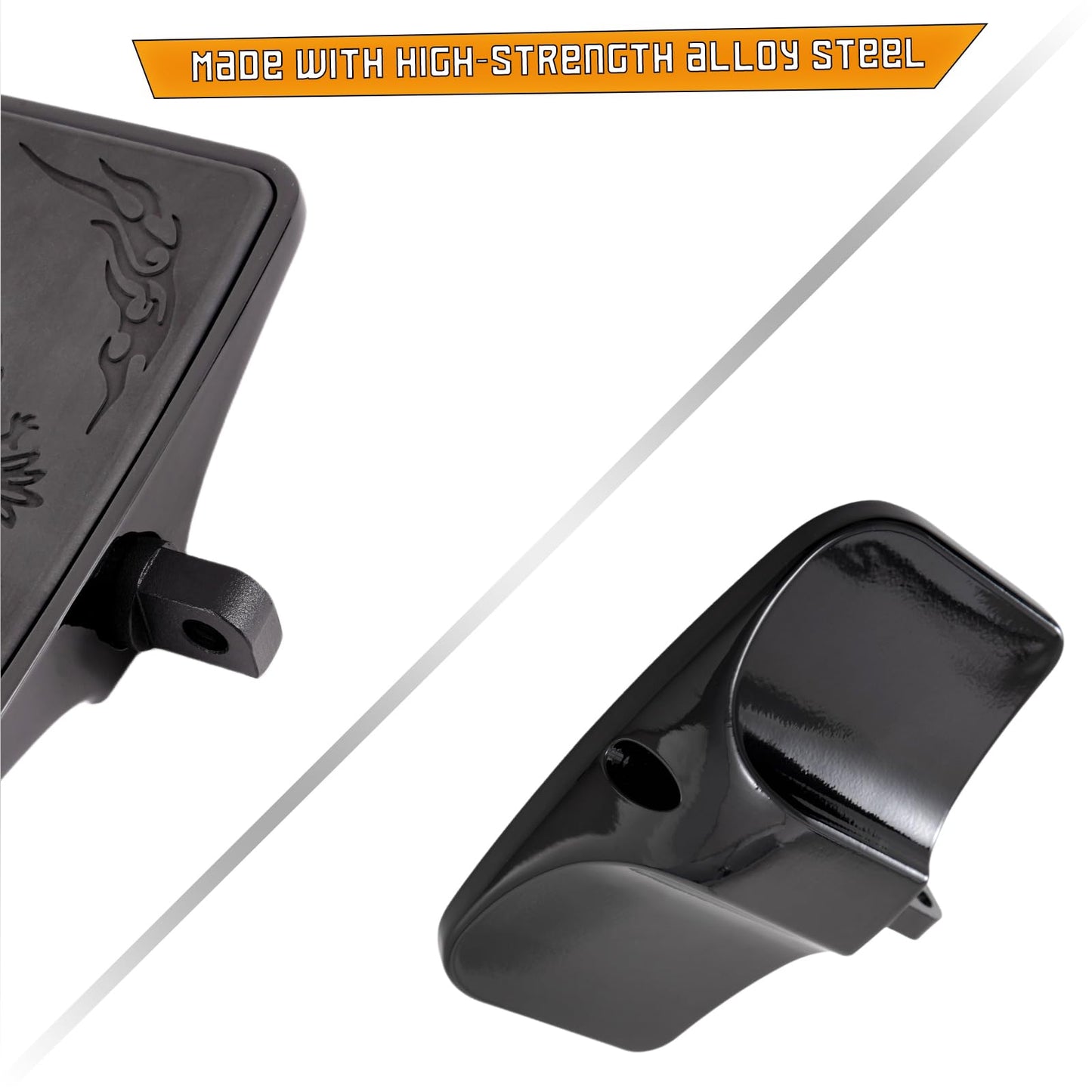 Kinglemc Front Rider Rear Passenger Position Floorboards Footboard Footpeg for Harley Dyna Touring Softail Sportster 883 1200 (Eagle 7.9 * 4.5", Black)