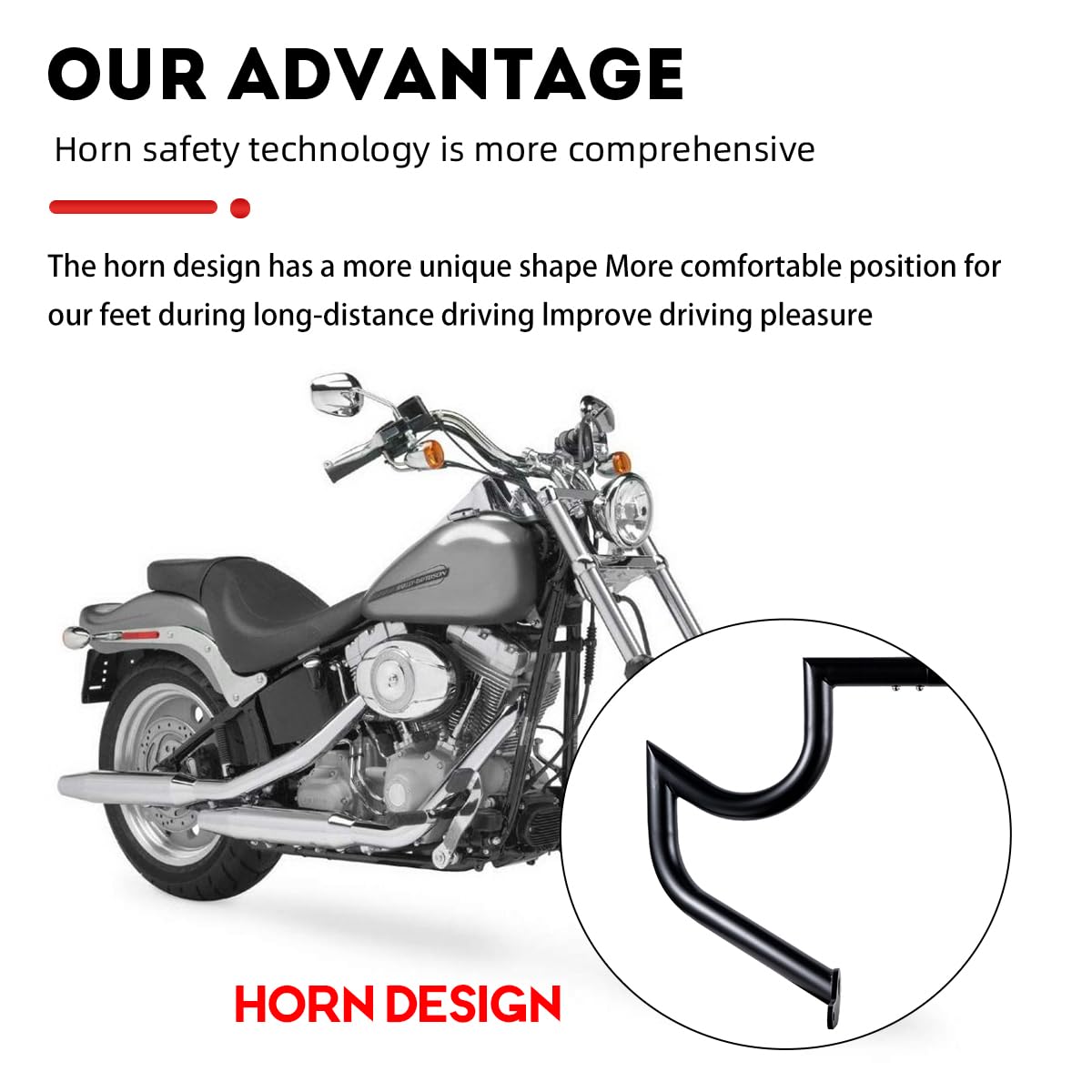 Gamyipp 1.5" Crash Bar Engine Guard Highway Freeway Bar for Harley Davidson Softail FL Deluxe Fat Boy Slim Heritage Springer Classic Cross Bones 2000-2017 (Mustache Black)