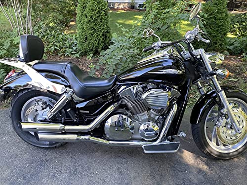 Kinglemc Powersports Sissy Bar with Backrest Luggage Rack for Honda VTX 1300C 1800 F C 2005-2009(Silver,Non-Studded)