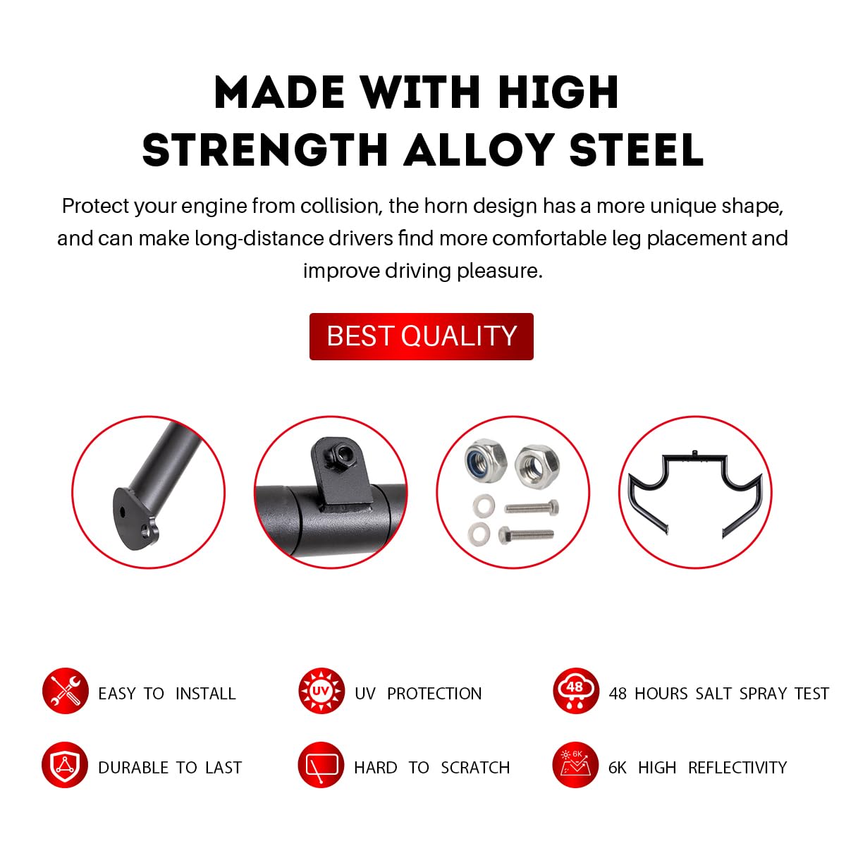 Gamyipp 1.5" Crash Bar Engine Guard Highway Freeway Bar for Harley Davidson Touring Road Glide Road King Street Glide Electra Glide CVO and Trike Models (Fit for 1997-2008 Touring, Matte Black-C)