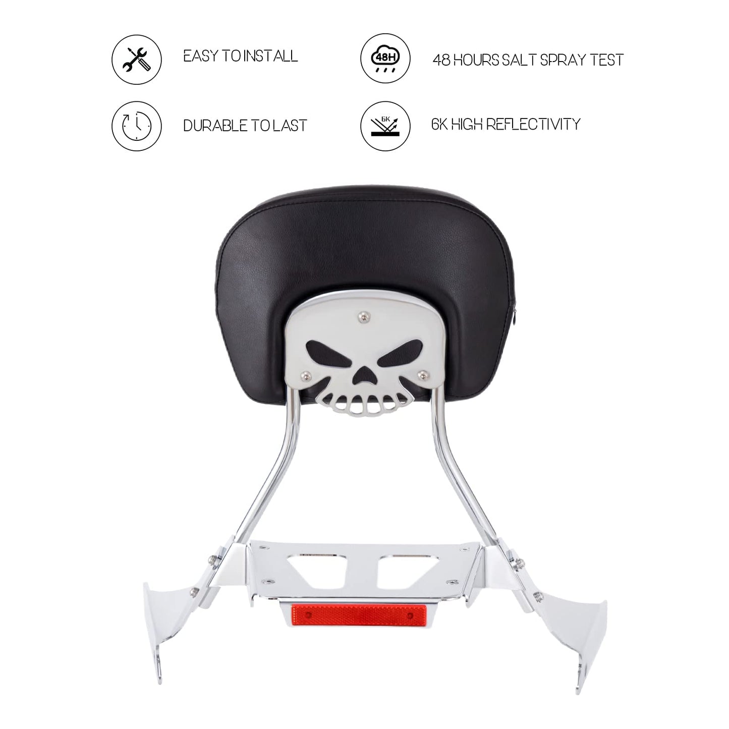 Kinglemc Powersports Sissy Bar with Backrest Luggage Rack for Suzuki Boulevard M109 R with Docking Hardware(Silver,Non-Studded)