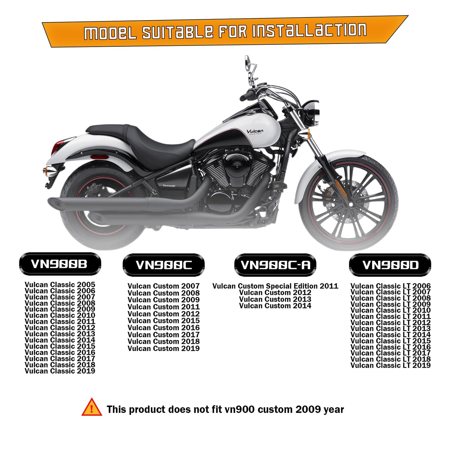 Kinglemc Engine Guard Highway Crash Bar for Kawasaki Vulcan 900 VN900 Classic Custom 2006-2019 (Ordinary Style, Chrome)