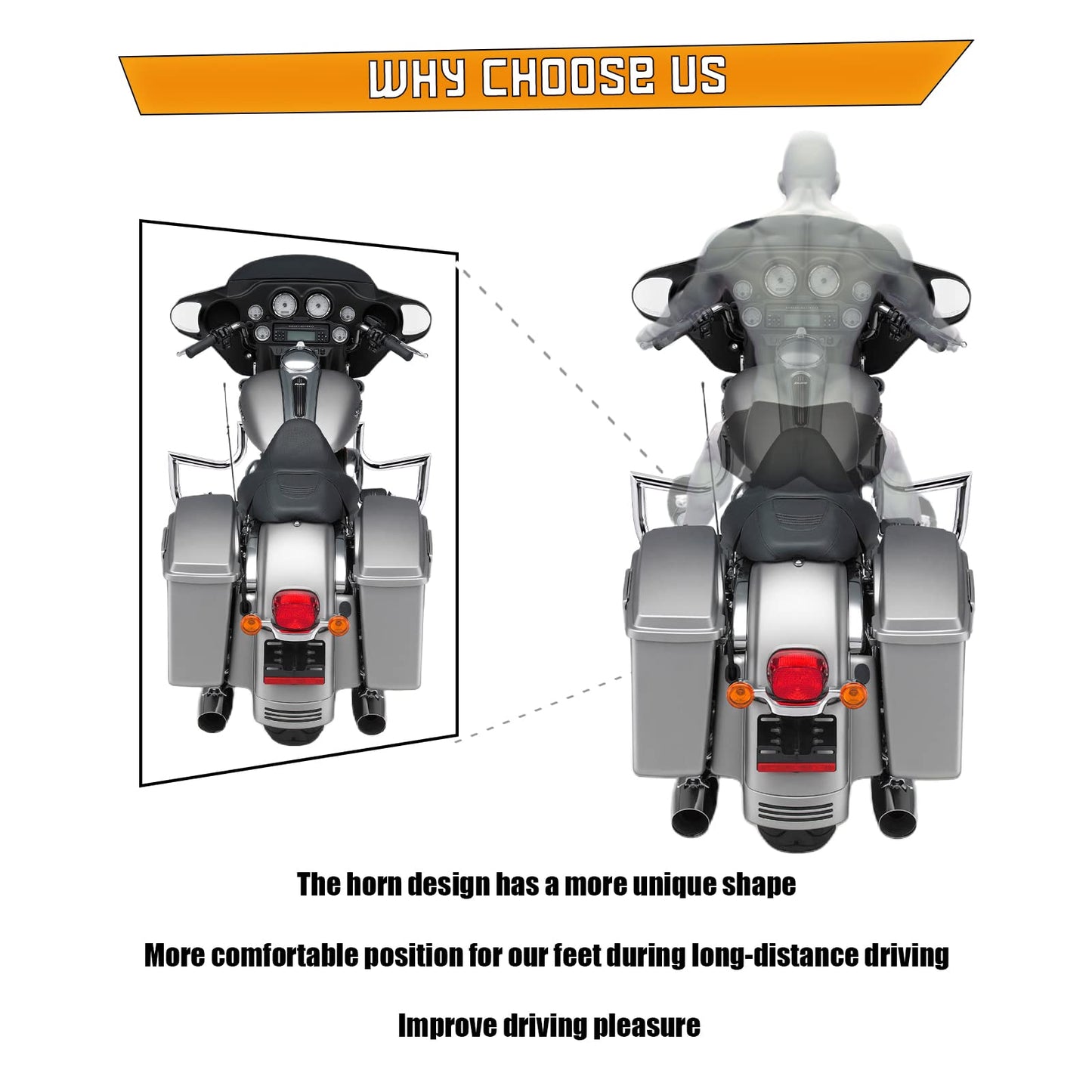 Kinglemc Crash Bar Engine Guard Highway Bar for Harley Davidson Touring Road King Street Glide Electra Glide CVO and Trike Models 97-08 (Silver)