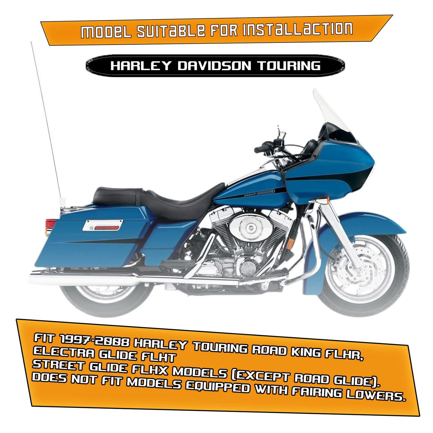 Kinglemc Crash Bar Engine Guard Highway Bar for Harley Davidson Touring Road King Street Glide Electra Glide CVO and Trike Models 97-08 (Silver)