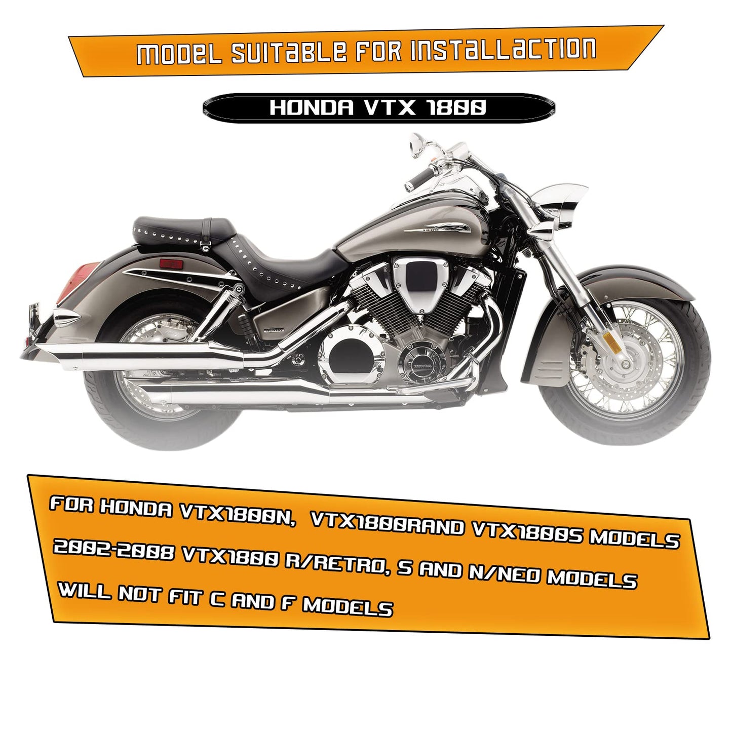 Kinglemc Crash Bar Engine Guard Highway Freeway Bar for VTX 1800 VTX1800N VTX1800R VTX1800S VTX1800 Honda (Silver)