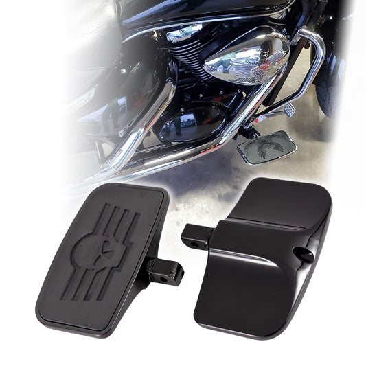 Kinglemc Chome Front Rear Rider Passenger Floorboard FootPeg for Kawasaki (Skull 7.9 * 4.5", Black)