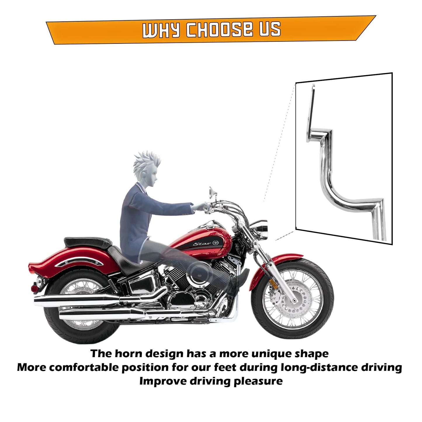 Kinglemc Engine Guard Highway Freeway Crash Bar for Yamaha Vstar Xvs 1100 Classic Custom Silverado(Silver)