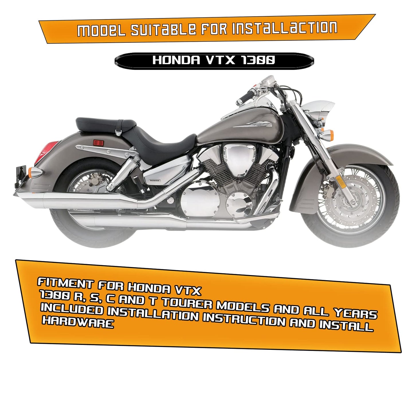 Kinglemc Engine Guard Highway Freeway Crash Bar for Honda VTX 1300 R S C Models 1300R 1300C 1300S (Silver)