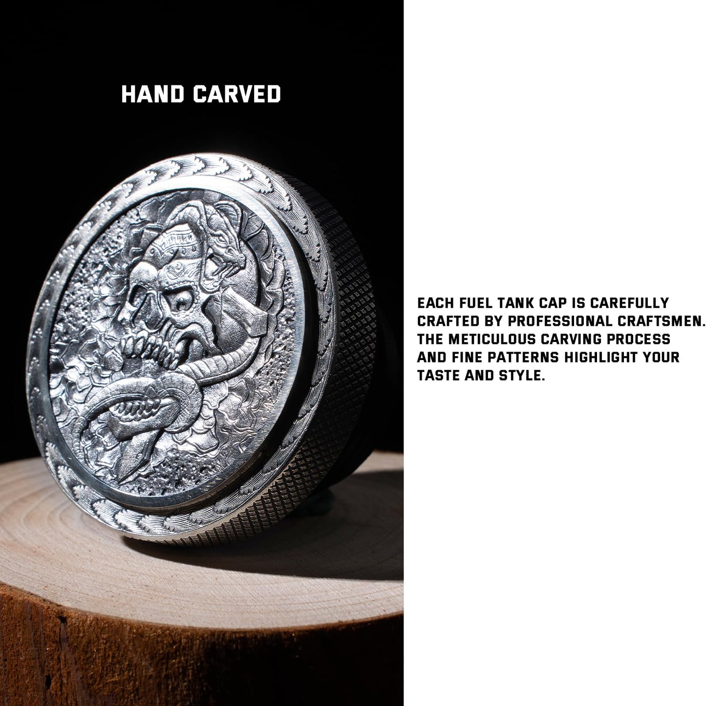 Kinglemc Skull Gas Cap Fuel Tank Cap for Harley Davidson Dyna Softail XL Road King Sportster 883 1200 Fatboy Fatbob Lowrider Breakout Bobber etc Harley Gifts for Man Women Dad (White Brass-Skull)