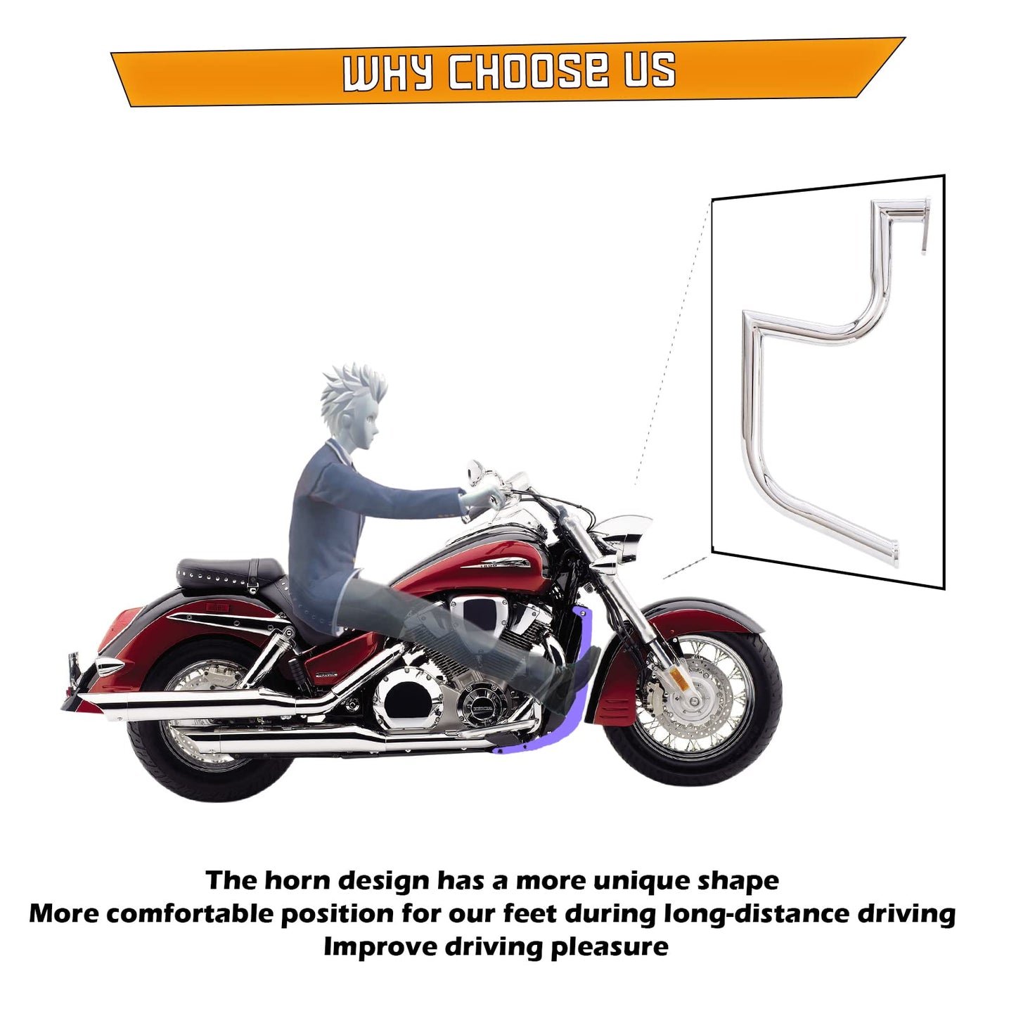 Kinglemc Crash Bar Engine Guard Highway Freeway Bar for VTX 1800 VTX1800N VTX1800R VTX1800S VTX1800 Honda (Silver)