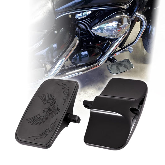 Kinglemc Front Rider Rear Passenger Position Floorboards Footboard Footpeg for Harley Dyna Touring Softail Sportster 883 1200 (Eagle 7.9 * 4.5", Black)