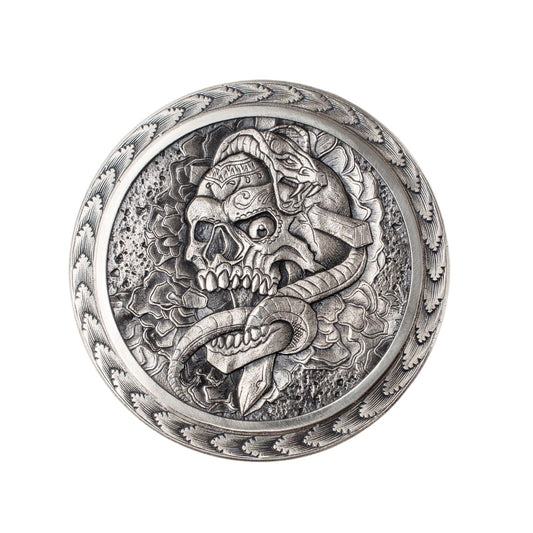 Kinglemc Skull Gas Cap Fuel Tank Cap for Harley Davidson Dyna Softail XL Road King Sportster 883 1200 Fatboy Fatbob Lowrider Breakout Bobber etc Harley Gifts for Man Women Dad (White Brass-Skull)