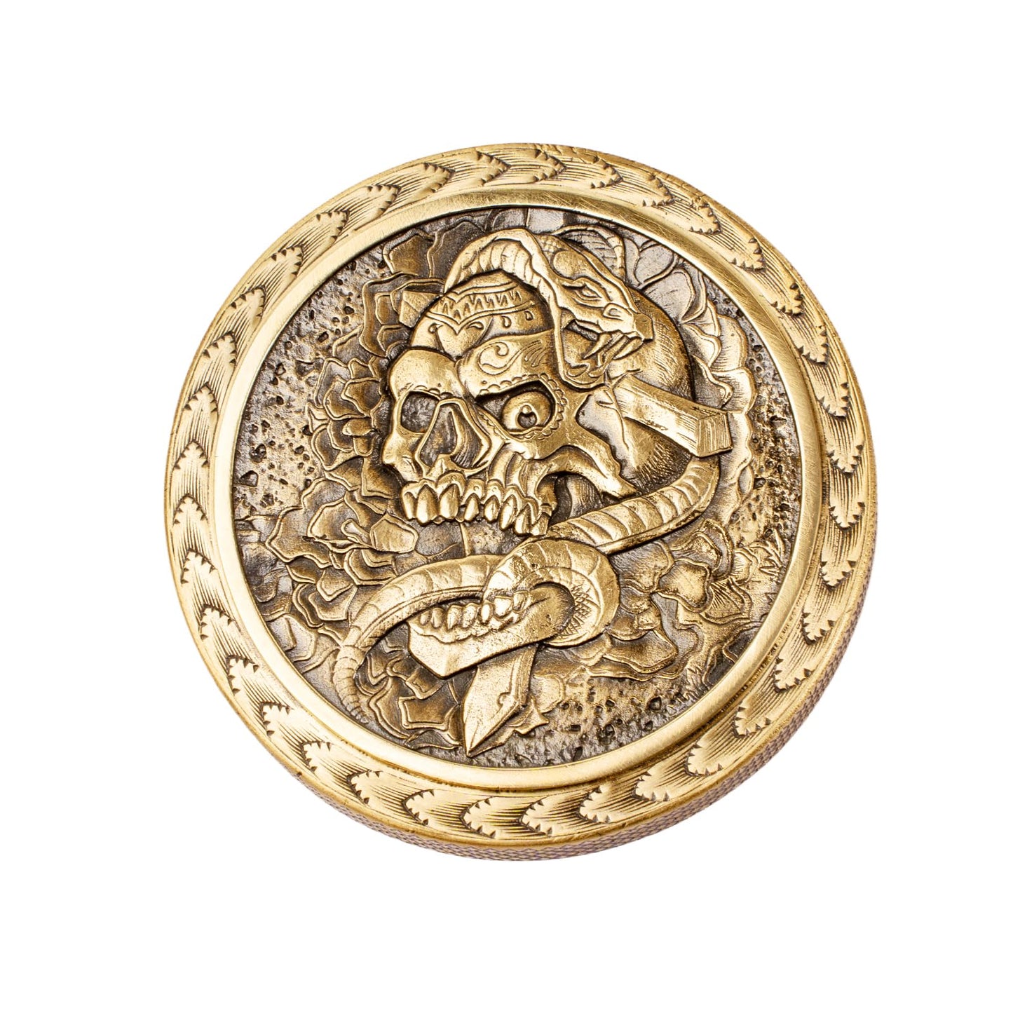 Kinglemc Skull Gas Cap Fuel Tank Cap for Harley Davidson Dyna Softail XL Road King Sportster 883 1200 Fatboy Fatbob Lowrider Breakout Bobber etc Harley Gifts for Man Women Dad (Brass-Skull)