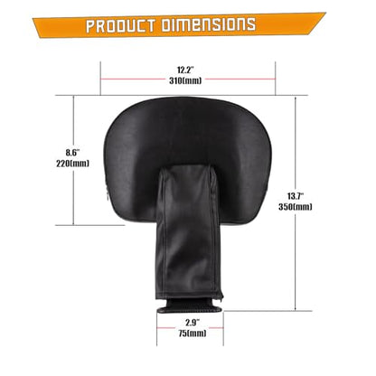 Kinglemc Adjustable Foldable Driver Backrest for Honda Shadow ACE 1100 VT 1100 1995-01; Honda VTX 1300 R 1300R 2004-20; Honda VTX 1800 N 1800N 2005-20 (Black,Non-Studded)