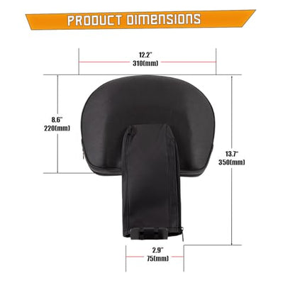 Kinglemc Adjustable Driver Rider Touring Backrest for VL1500 VL800 C50 C90 Suzuki Boulevard (Black-Nod-Studded)