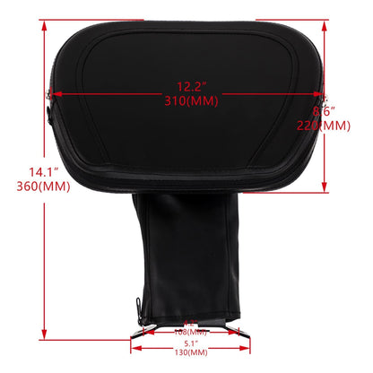 Kinglemc Adjustable Driver Rider Touring Backrest for Harley Fatboy Heritage Softail Classic FLSTC 07-2020 (Black-Studded)