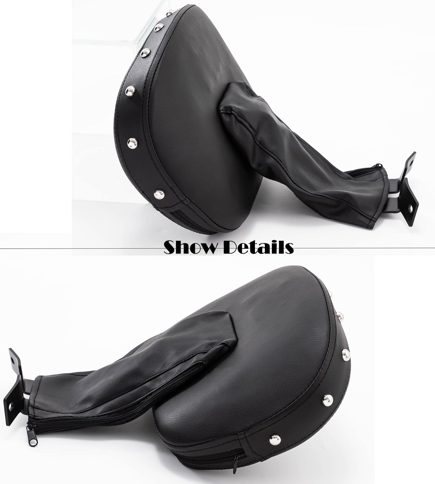 Kinglemc Adjustable Driver Rider Touring Backrest for Harley Fatboy Heritage Softail Classic FLSTC 07-2020 (Black-Studded)