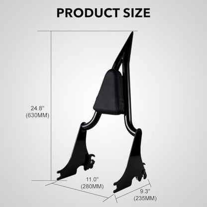Gamyipp Adjustable One-Piece Sissy Bar Passenger Backrest with Lock for Harley Sportster XL883 XL1200 883 1200 Iron Superlow (Black)