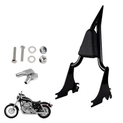 Gamyipp Adjustable One-Piece Sissy Bar Passenger Backrest with Lock for Harley Sportster XL883 XL1200 883 1200 Iron Superlow (Black)