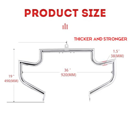 Gamyipp 1.5" Fat Crash Bar Engine Guard Highway Bar for Kawasaki Vulcan 900 VN900 Custom Classic 2006-2023 (Chrome)
