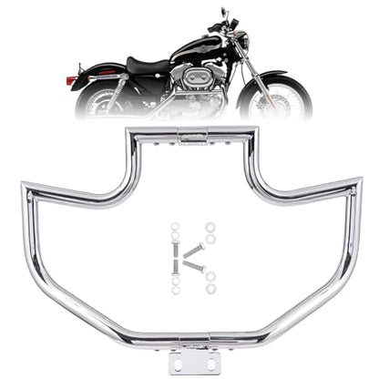 Kinglemc Crash Bar Engine Guard Highway Bar for Harley Davidson Sportster Iron 883 XL883N 2009-22;1200 Custom XL1200C 2004-22;Roadster XL1200R 883 XL883 XL883C '04-08; Superlow XL1200T 14-22 (Silver)