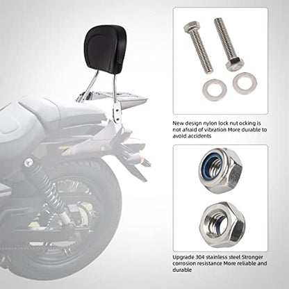 Gamyipp Powersports Sissy Bar with Backrest Flag Pattern Luggage Rack for Suzuki Boulevard M109 R M109R with Docking Hardware (Silver)