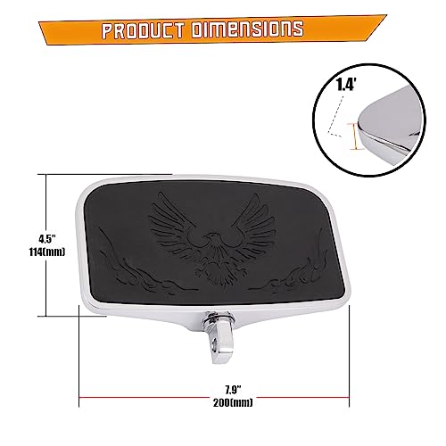 Kinglemc Front Rider Rear Passenger Position Floorboards Footboard Footpeg for Harley Dyna Touring Softail Sportster 883 1200 (Eagle 7.9 * 4.5", Silver)