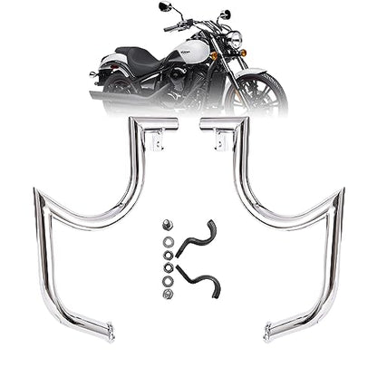 Kinglemc Engine Guard Highway Crash Bar for Kawasaki Vulcan 900 VN900 Classic Custom 06-2019(Mustache Silver)