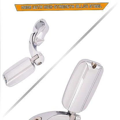 Kinglemc Highway Peg Footpeg Fit 1.25" Adjustable Engine Guard Crash Bar for Harley Davidson, Honda, Yamaha, Kawasaki, Suzuki, Triumph, Indian, Motorcycle (Silver)