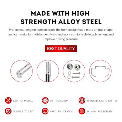 Gamyipp 1.5" Crash Bar Engine Guard Highway Freeway Bar for Honda VTX1800 VT1800C VTX1800F 2002-2008 (Silver)