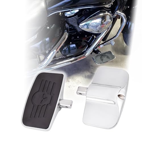 Kinglemc Chome Front Rear Rider Passenger Floorboard FootPeg for Kawasaki (Skull 7.9 * 4.5", Silver)