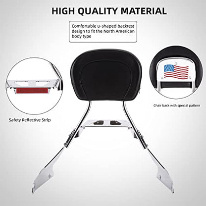 Gamyipp Powersports Sissy Bar with Backrest Flag Pattern Luggage Rack for Suzuki Boulevard M109 R M109R with Docking Hardware (Silver)