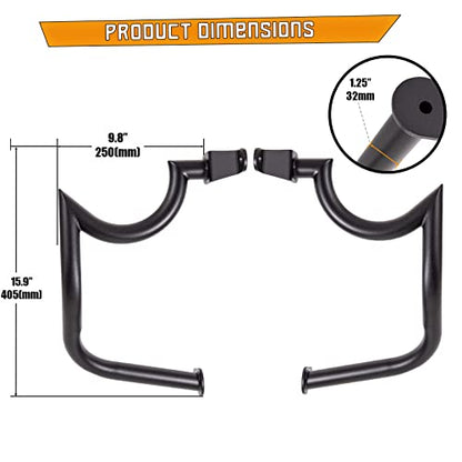 Kinglemc Mustache Engine Guard Highway Crash Bar for Suzuki Boulevard M109 M109R 06-2020 (Mustache Black)