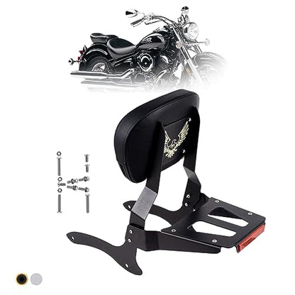 Kinglemc Powersports Sissy Bar with Backrest Luggage Rack for Yamaha Vstar 1100 XVS 1100 Classic Custom 1998 to 2016(Black,Non-Studded)