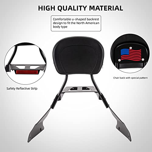 Gamyipp Powersports Sissy Bar with Backrest Flag Pattern Luggage Rack for Suzuki Boulevard M109 R M109R with Docking Hardware (Black)