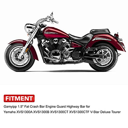 Gamyipp 1.5" Crash Bar Engine Guard Highway Freeway Bar for Yamaha XVS Vstar V-Star 1300 Deluxe Tourer (Silver)