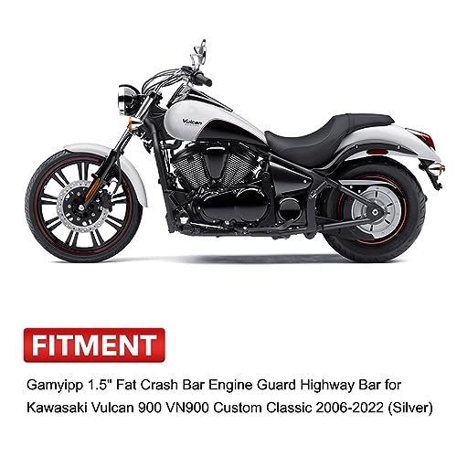 Gamyipp 1.5" Fat Crash Bar Engine Guard Highway Bar for Kawasaki Vulcan 900 VN900 Custom Classic 2006-2023 (Chrome)