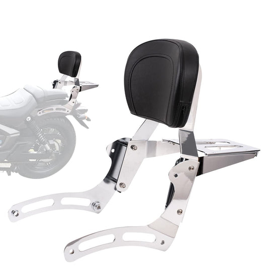 Gamyipp Powersports Sissy Bar with Backrest Flag Pattern Luggage Rack for Kawasaki Vulcan VN 900 VN900 2000 Classic Custom 2009-2021 (Silver)