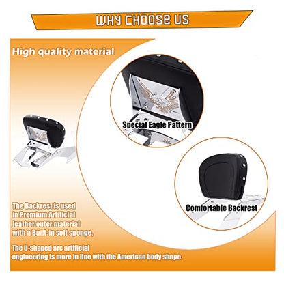 Kinglemc Powersports Sissy Bar with Backrest Luggage Rack for Honda VTX 1300C 1800 F C 2005-2009(Silver,Studded)