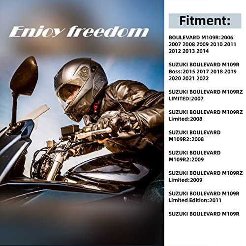 Gamyipp Powersports Sissy Bar with Backrest Flag Pattern Luggage Rack for Suzuki Boulevard M109 R M109R with Docking Hardware (Silver)