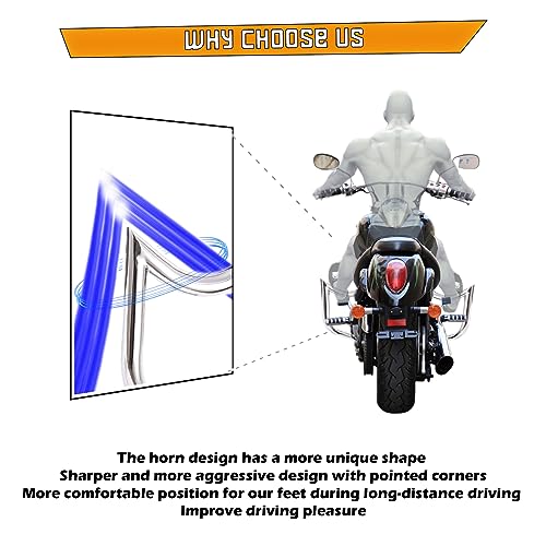Kinglemc Engine Guard Highway Crash Bar for Kawasaki Vulcan 900 VN900 Classic Custom 06-2019(Mustache Silver)