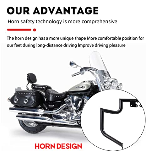 Gamyipp 1.5" Fat Crash Bar Engine Guard Highway Freeway Bar for Yamaha XV 1600 XV 1700 XV1600 XV1700 RoadStar Wild Star Midnight Silverado Warrior (Matte Black)