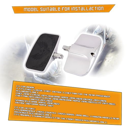 Kinglemc Front Rear Rider Passenger Floorboard FootPeg for Victory/Indian (Eagle, Silver)