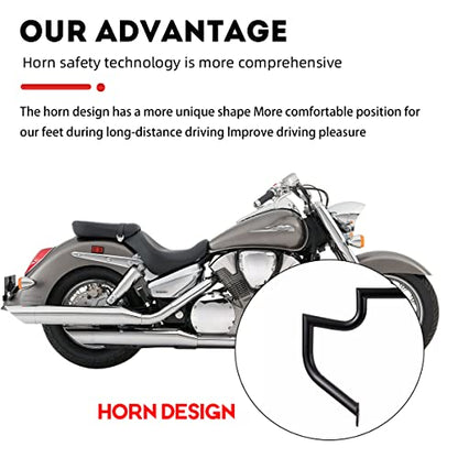 Gamyipp 1.5" Fat Crash Bar Engine Guard Highway Bar for Honda VTX 1300 R S C Models 1300R 1300C (Matte Black)
