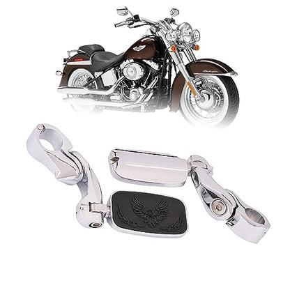 Kinglemc Highway Peg Footpeg Fit 1.25" Adjustable Engine Guard Crash Bar for Harley Davidson, Honda, Yamaha, Kawasaki, Suzuki, Triumph, Indian, Motorcycle (Silver)